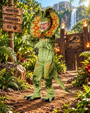 Déguisement Dinosaure Triceratops Vert-