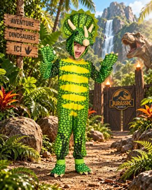 Déguisement Dinosaure Triceratops Vert