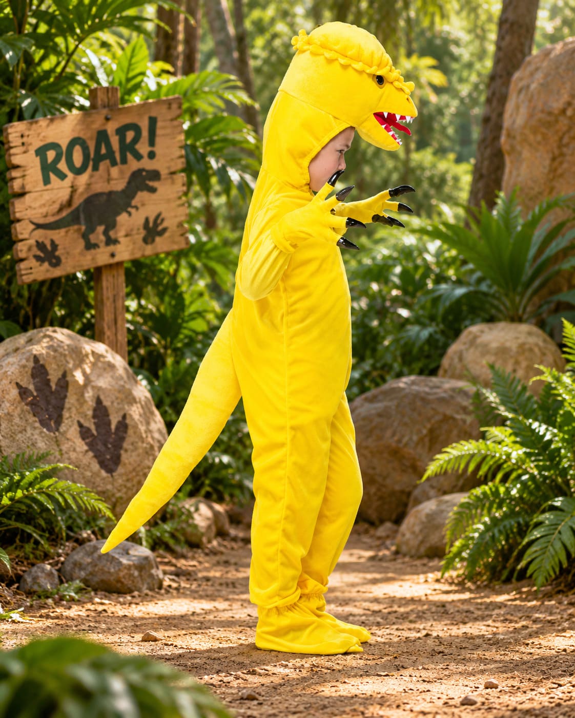 Déguisement Dinosaure Velociraptor Jaune